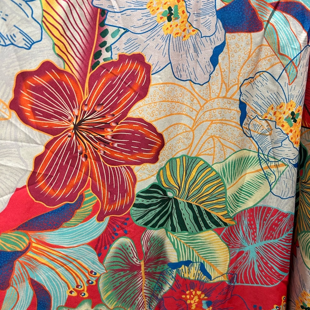 Rachel Vibrant Floral A-Line Skirt in Red, Turquoise, Green - Picture 3 of 3